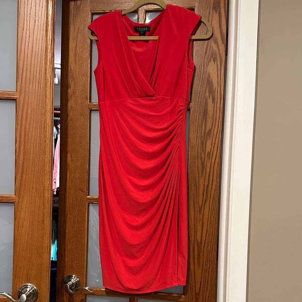 Ralph Lauren Scarlet Draped Midi Dress​​​ - Picture 3 of 8